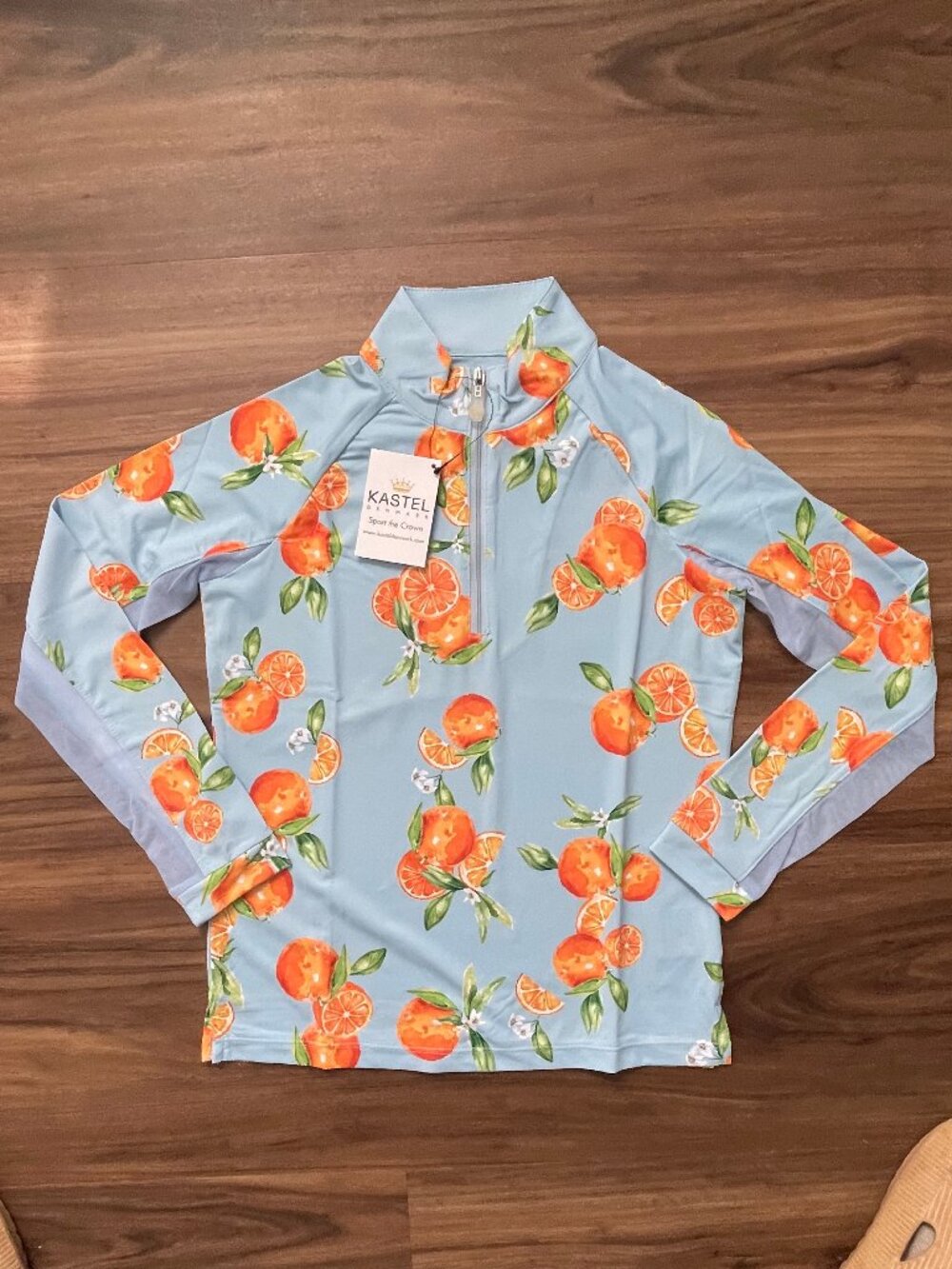 Kastel Denmark Youth Long Sleeve Equestrian Shirt - Blue Oranges - Youth